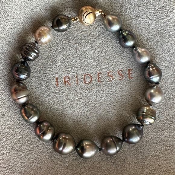 Designer Tiffany & Co IRIDESSE 14K Yellow Gold Tahitian Baroque Pearl Bracelet - Picture 4 of 15